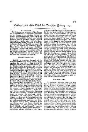 Beylage zum 28ten Stück der Deutschen Zeitung 1792
