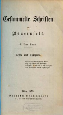 Gesammelte Schriften, 11. Reime und Rhythmen