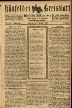 Zweite Ausgabe vom Dienstag, den 25. Dezember 1923.
