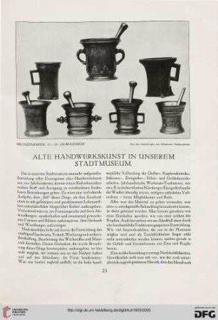 Alte Handwerkskunst in unserem Stadtmuseum