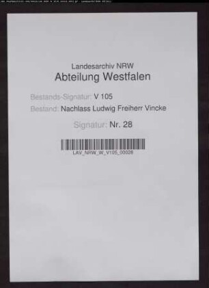 Briefe der ersten Gattin Eleonore Vincke geb. von Syberg (insgsamt 697 Briefe 1809-1826)