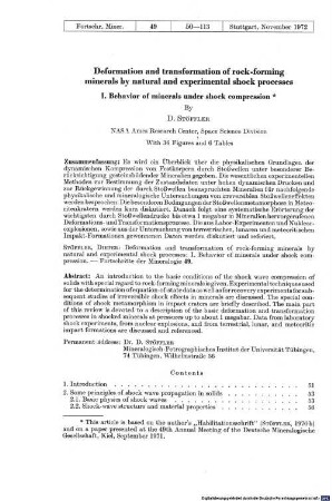 Deformation and transformation of rock-forming minerals by natural and experimental shock processes : I. Behavior of minerals under shock compression