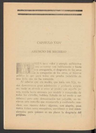 Capítulo XXIV - Anuncio de regreso