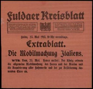 Erste Ausgabe vom Sonntag, den 23. Mai 1915.