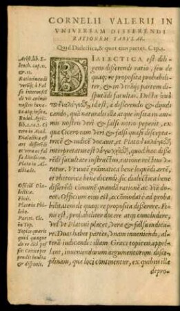 Cornelii Valerii In Universam Disserendi Rationem Tabulae.