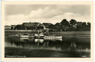 Nünchritz. Elbgasthof mit Elbe u. Dampfer Königstein