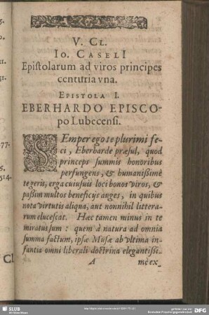 Epistola I. Eberhardo Episcopo Lubecensi