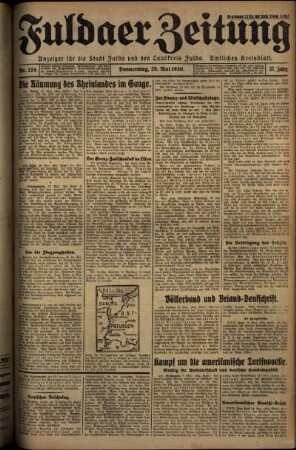 Erste Ausgabe vom Donnerstag, den 29. Mai 1930.