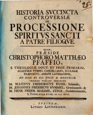 Historia succincta controversiae de processione Spiritus Sancti a Patre Filioque