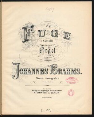 Fuge (as-Moll) für die Orgel
