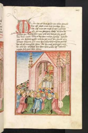 Die Bürger von Bourges knien vor dem Horn