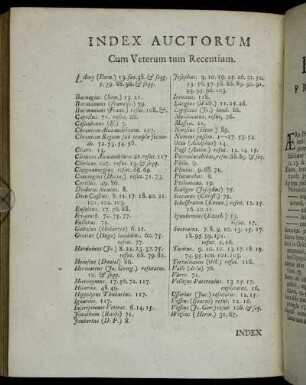 Index Auctorum Cum Veterum tum Recentium.