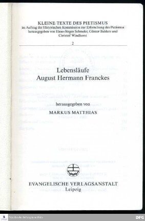 Lebensläufe August Hermann Franckes
