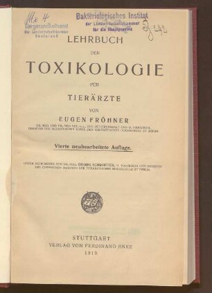 Lehrbuch der Toxikologie für Tierärzte