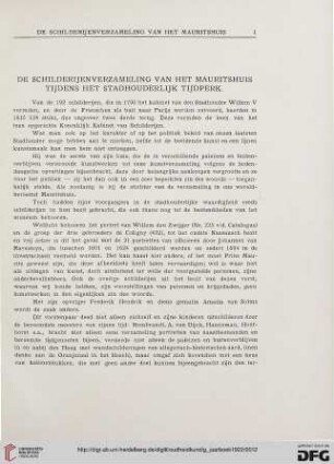 3.Ser. 2.1922: De schilderijenverzameling van het Mauritshuis Tijdens Stadhouderlijk Tijdperk