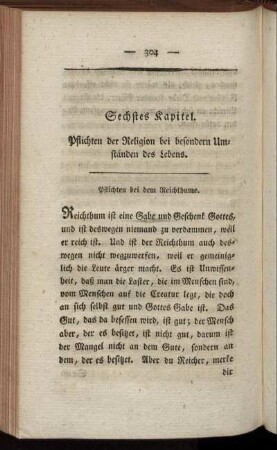 Sechstes Kapitel. Pflichten der Religion bei besondern Umständen des Lebens.