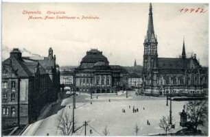 Chemnitz. Königsplatz, Museum, Neues Stadttheater, Petrikirche