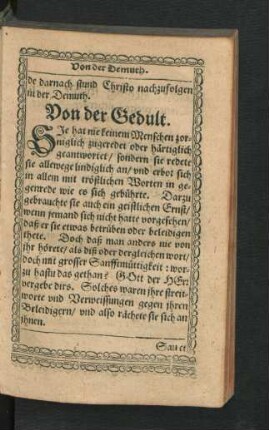Von der Gedult.