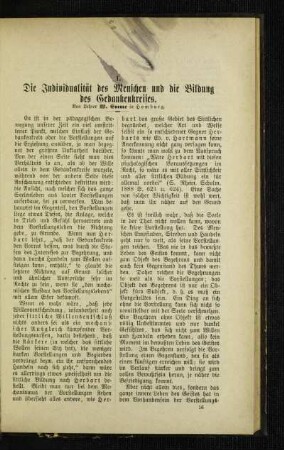 ¬Die¬ Individualität des Menschen und die Bildung des Gedankenkreises