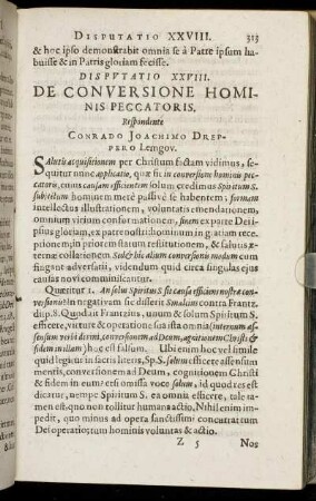 Disputatio XXVIII. De Conversione Hominis Peccatoris