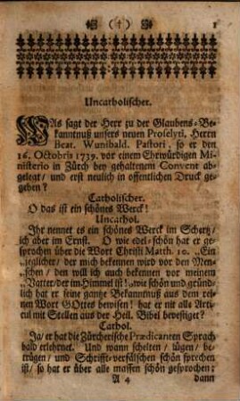 Protestantische Glaubens-Bekan[n]tnuß Eines nacher Zürich flüchtigen Ordens-Geistlichen : In einem kurtzen Begriff der heutigen Glaubens-Strittigkeiten, Widerlegt