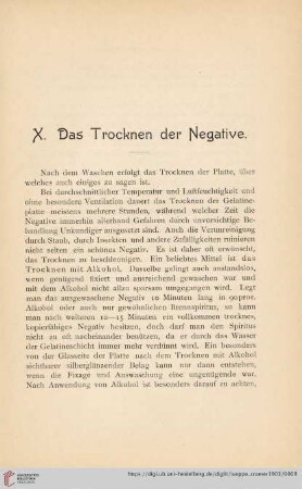 X. Das Trocknen der Negative