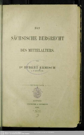 Das sächsische Bergrecht des Mittelalters