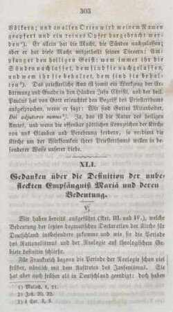 303-312 Gedanken über die Definition der unbefleckten Empfängniß und deren Bedeutung : Fortsetzung
