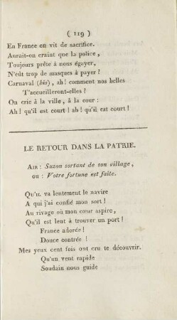 Le Retour Dans La Patrie.