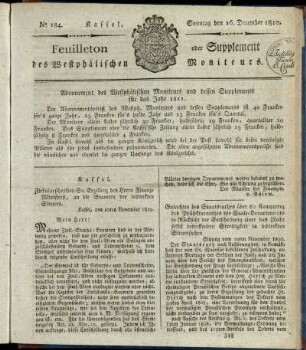 No. 184, Sonntag den 16. December 1810