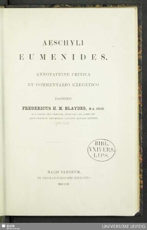 Aeschyli Eumenides
