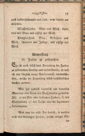 Anweisung die Farben zu gebrauchen.