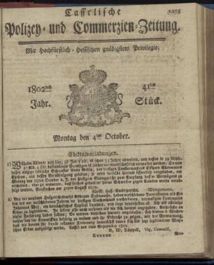 41tes Stueck, Montag den 4ten October 1802