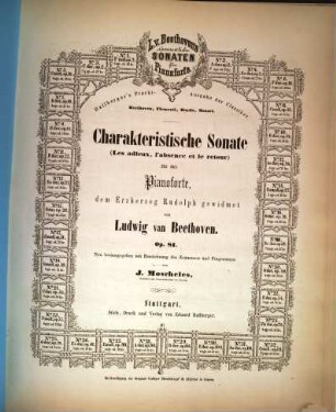 L. v. Beethoven's sämmtliche Sonaten für Pianoforte. 26, Op. 81