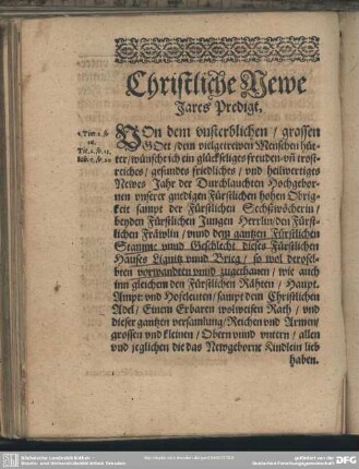 Christliche Newe Jares Predigt