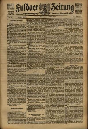 Erste Ausgabe vom Mittwoch, den 01. März 1911.