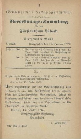 15. Januar 1870-3. Januar 1872 = I.-XXXXIX. Stück