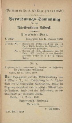 15. Januar 1870-3. Januar 1872 = I.-XXXXIX. Stück