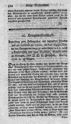 Anweisung zum Festungsbau.