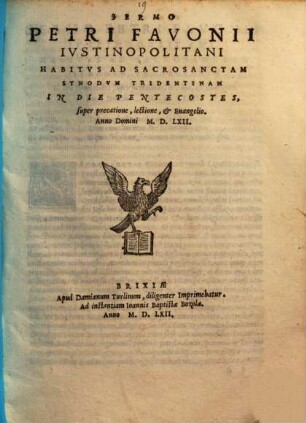 Sermo habita ad S. Synodum Trident. in die Pentecostes super praedicatione lectione et Evangelio