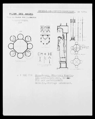 Straßburg, Grundriss und verschiedene Details vom Engelspfeiler, Münster