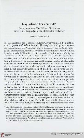 Linguistische Hermeneutik