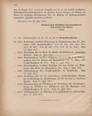 Nr. 178: Inhaltsverzeichnis aus Nr. 133 und 134 des Reichs-Gesetzblattes