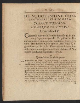 De Successione Conventionali Et Anomala. Classis Primae Membrum Secundum