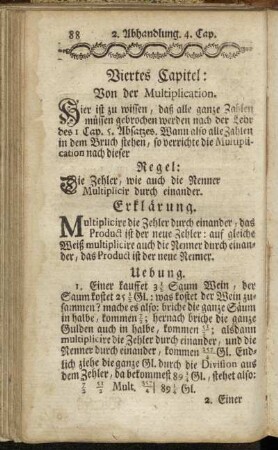 Viertes Capitel: Von der Multiplication.
