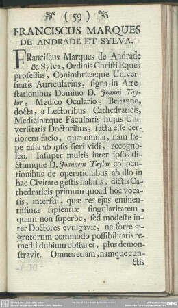 Franciscus Marques De Andrade Et Sylva