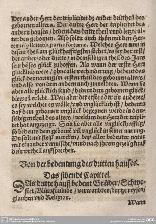 Von der bedeutung des dritten hauses. Das siebendt Capittel.