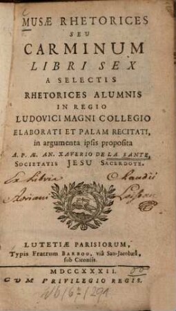 Musae rhetorices : seu carminum libri sex