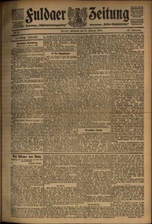 Erste Ausgabe vom Mittwoch, den 12. Februar 1908.