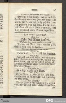 Das dritte Hauptstück. Von dem Gebet des Vater Unsers.